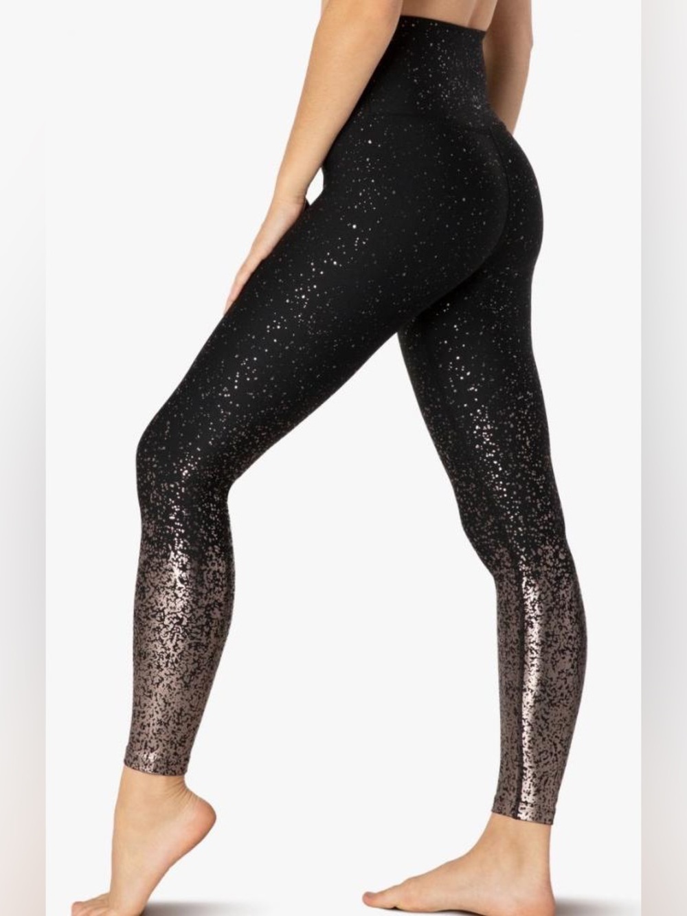 Beyond Yoga Alloy Ombre Speckled Midi Leggings XS Gray Black Athletic pants
